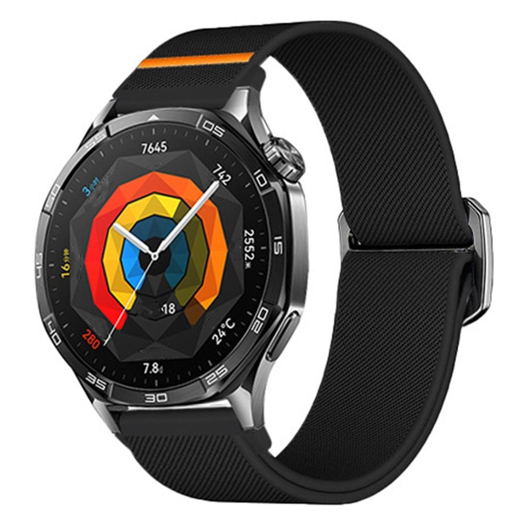Huawei Watch GT 5/5 Pro/4 46 mm:n nailonranneke kellolle – musta