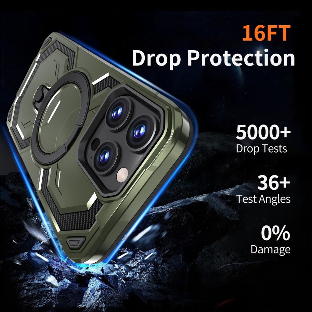 iPhone 13 Pro Max Kuori Magneettinen Ring Jalusta - Vihreä