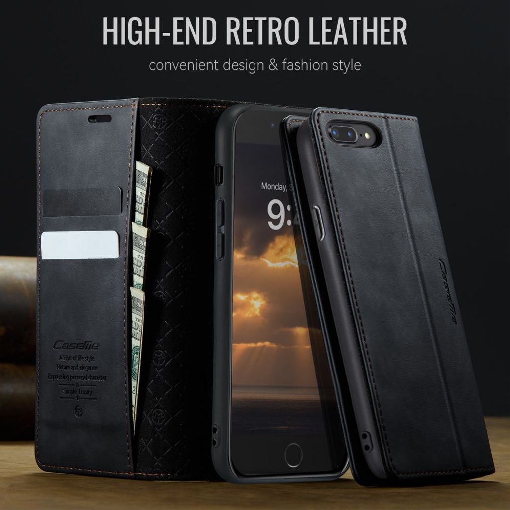 CASEME iPhone 6 Plus / 7 Plus / 8 Plus Kotelo Jalusta - Musta