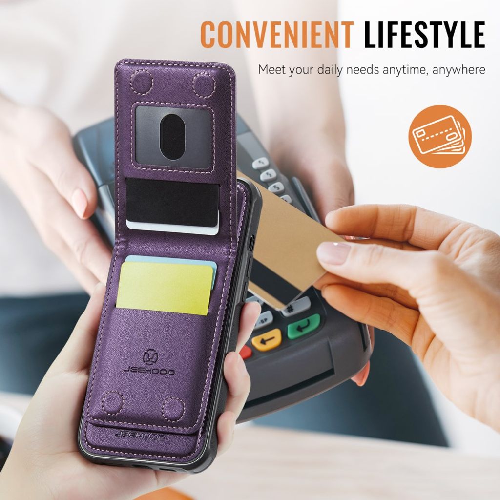 JEEHOOD iPhone 11 Pro Max Lompakkokuori MagSafe RFID – Violetti