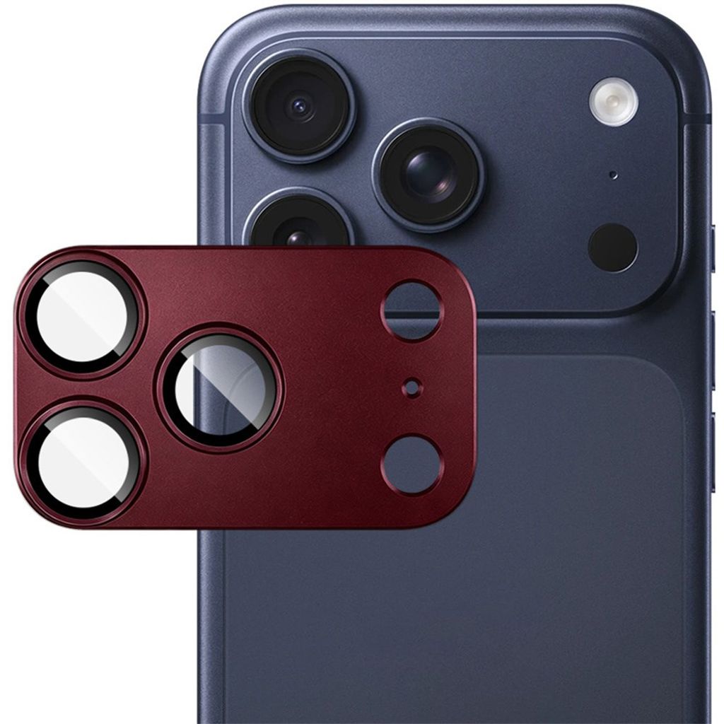 IMAK iPhone 18 Pro Max Linssinsuoja Karkaistusta Lasista ja Metallista - Punainen