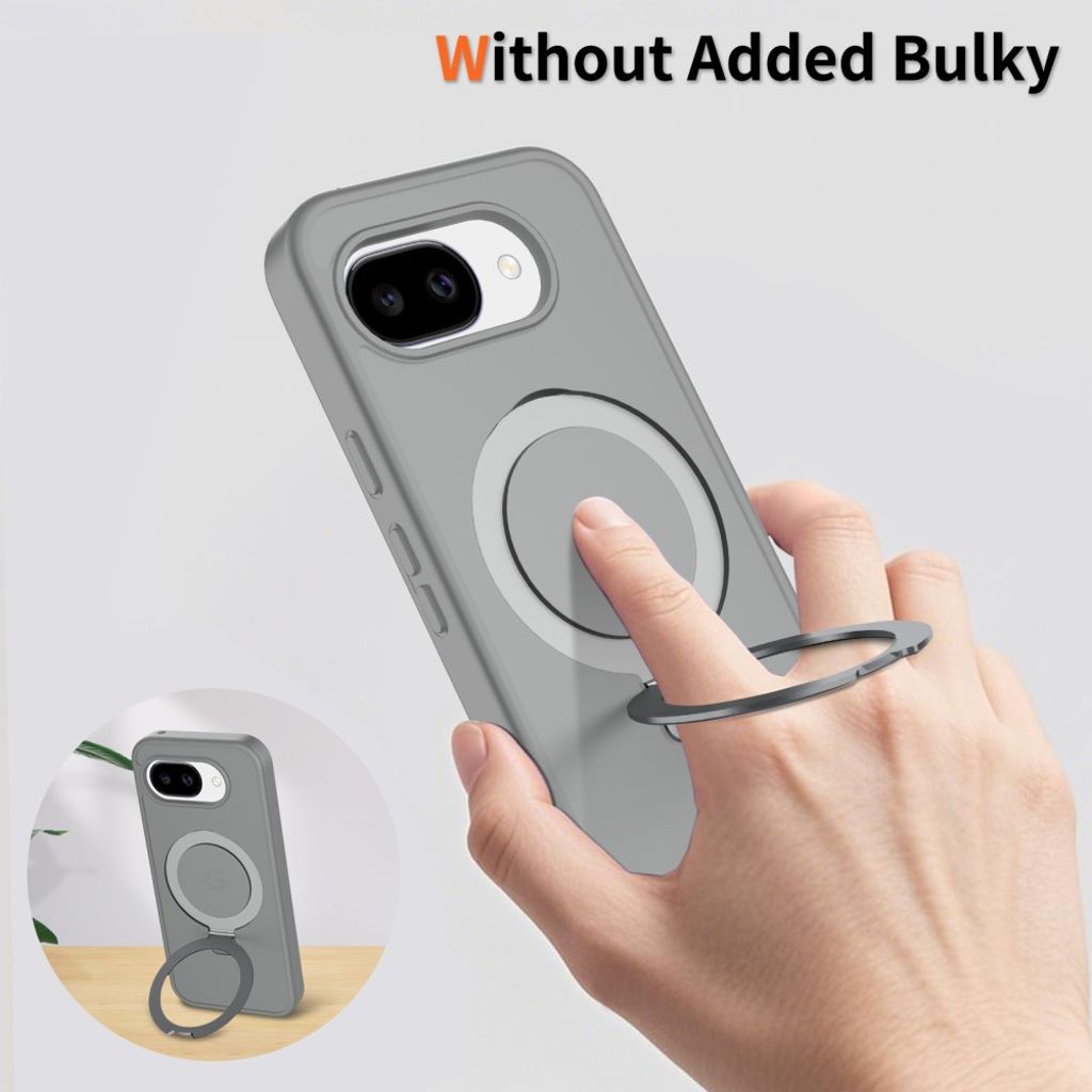 Google Pixel 10a MagSafe-kompatibelt Silikonskal med Ringhållare – Mörkgrå