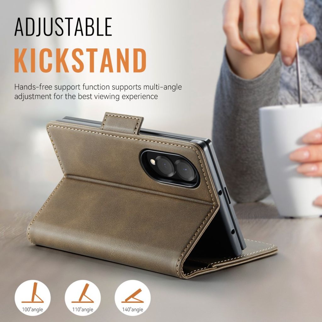 AUTSPACE Samsung Galaxy Z Fold8 Lompakkokotelo PU-nahka RFID-suojattu - Tummanruskea