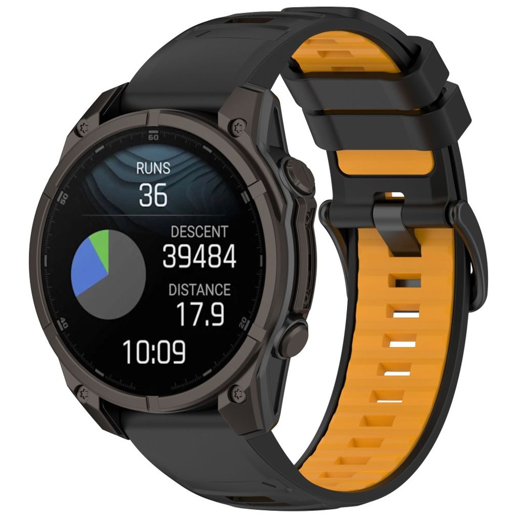Garmin Quatix 8/Fenix 8/Epix Pro etc. Klockarmband Silikon – Svart/Orange