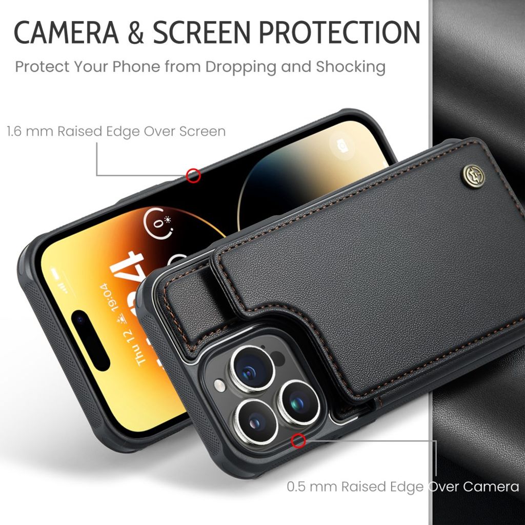 CASEME iPhone 14 Pro Max C22 Pungcover PU Læder RFID - Sort