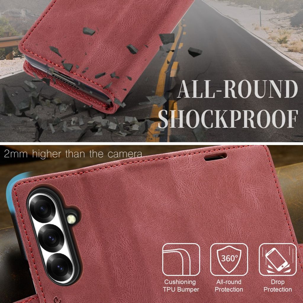 AUTSPACE Samsung Galaxy Z Fold8 Ultra Flip Cover med RFID blokering - Rød