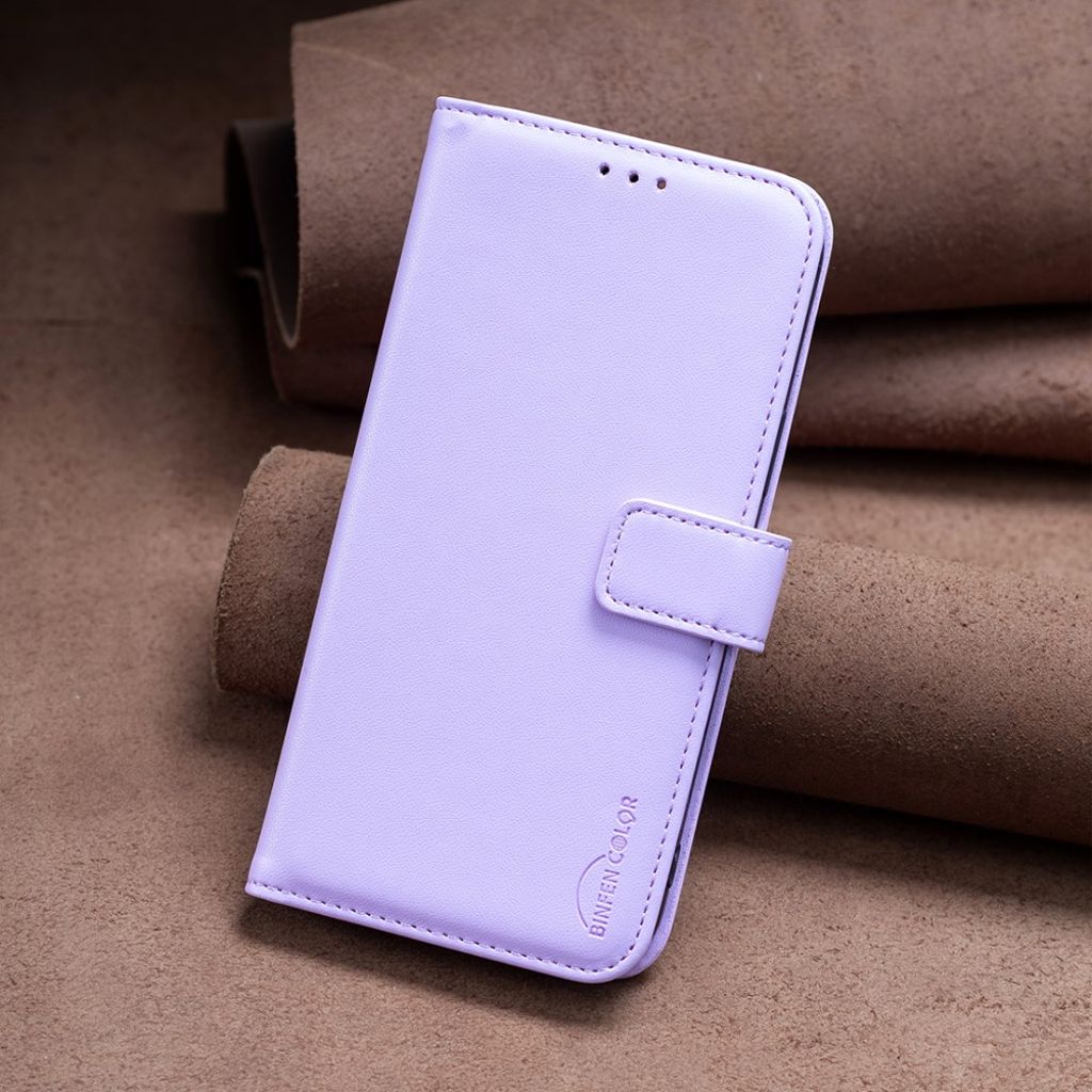 BINFEN COLOR iPhone 15 Wallet Cover Stand - Purple