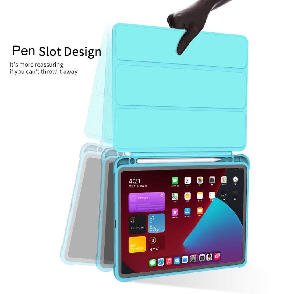 iPad A16 11" 2025/10.9" 2024 Tri-fold flip cover med holder til styluspen - Lilla