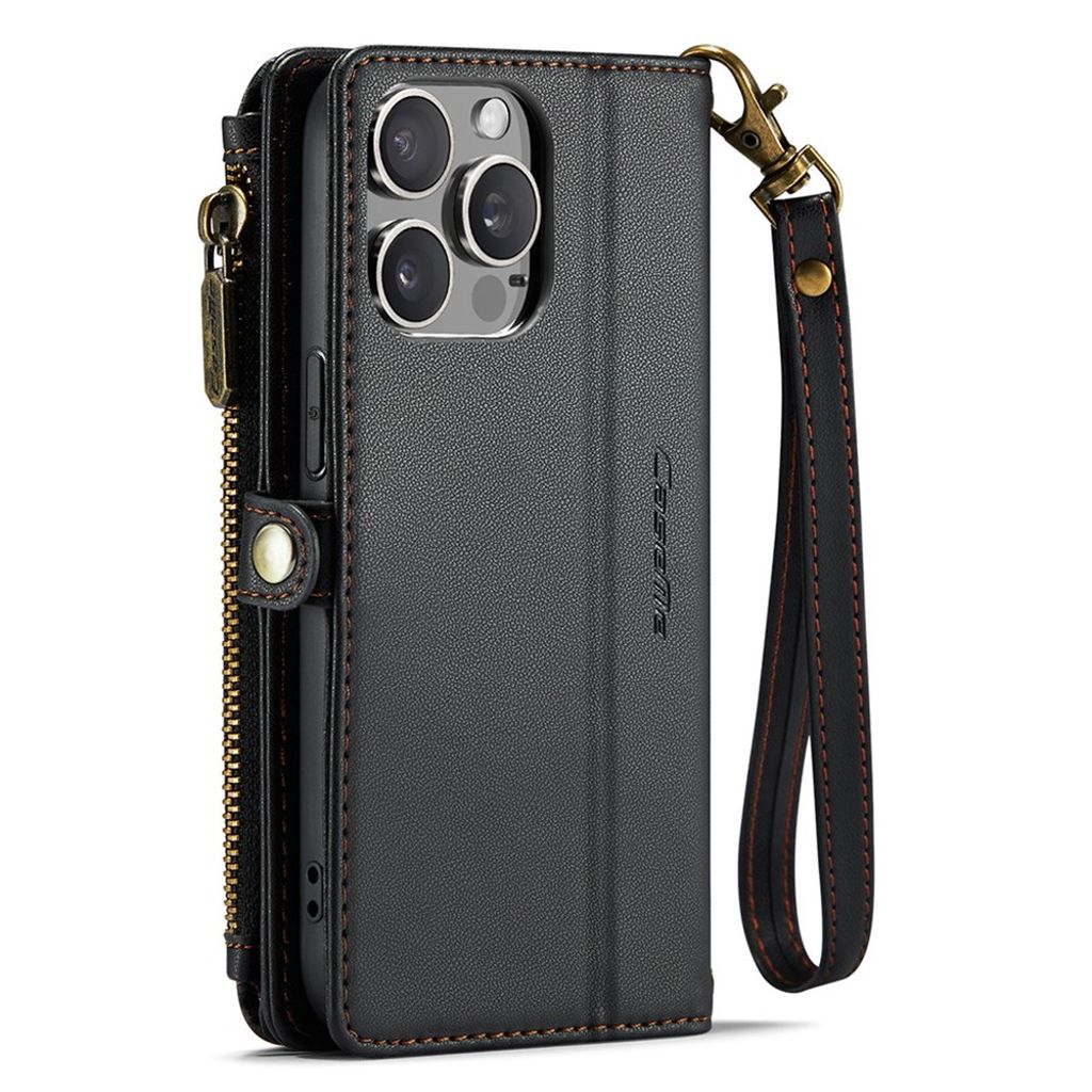 CASEME iPhone 15 Pro Plånboksfodral med Korthållare och Stativ - Svart