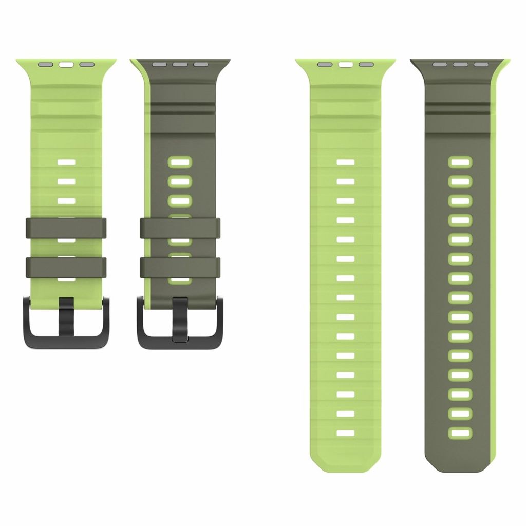 Apple Watch 49/46/44/42mm Tvåfärgat Klockarmband Silikon - Grön