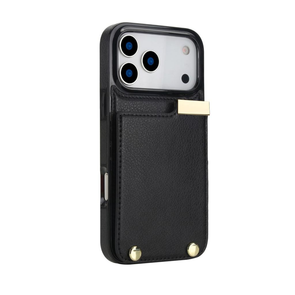 iPhone 18 Pro Max/17 Pro Max Cover TPU og PU læder Kortholder - Sort