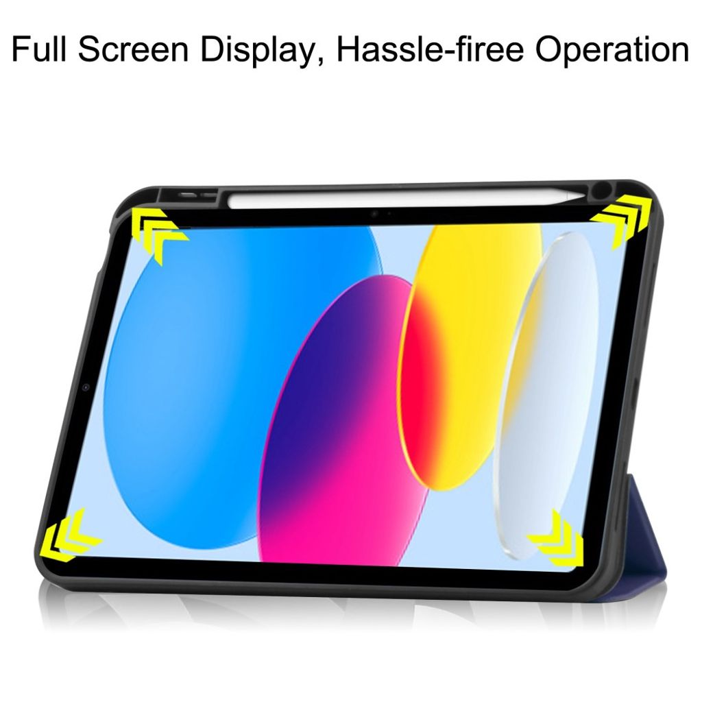 iPad A16 11" 2025/10.9" 2024 Tri-fold flip cover i PU-læder med holder til styluspen - Blå
