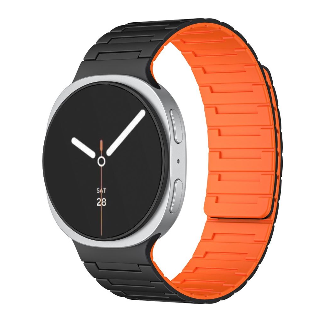 Samsung Galaxy Watch8 Classic 46 mm jne. Kellonranneke, Silikoni - musta+oranssi