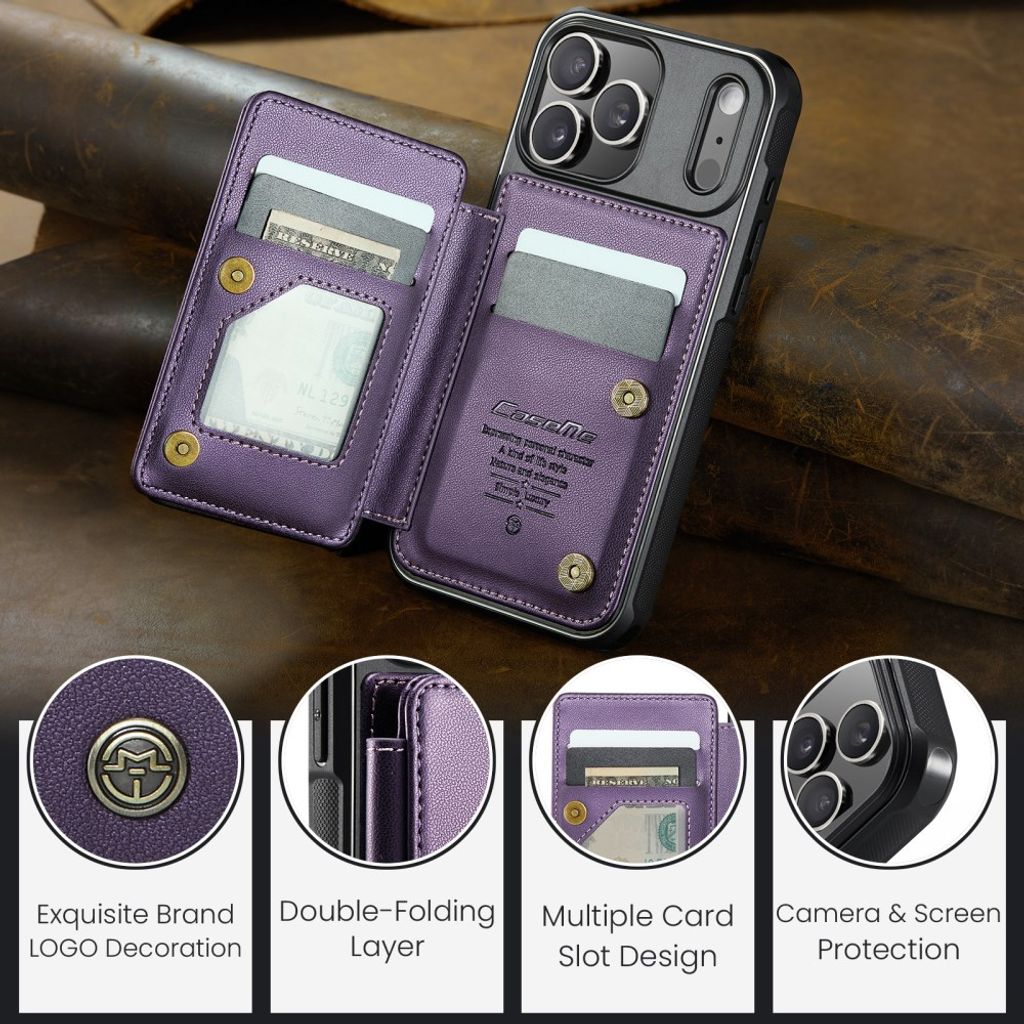 CASEME iPhone 18 Pro Max/17 Pro Max Lompakkokuori RFID-estolla – Purppura