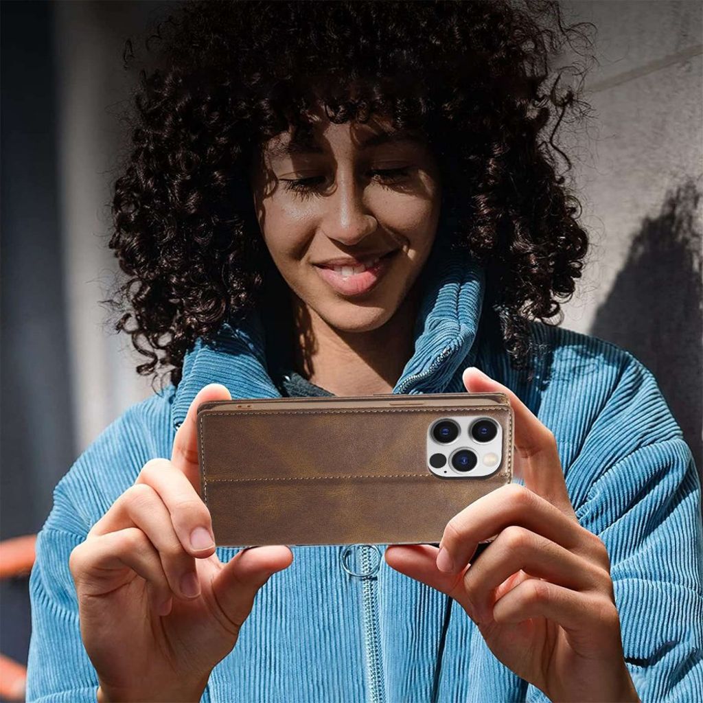 LC.IMEEKE iPhone 13 Pro Max Lompakkokotelo RFID-estävä - Ruskea