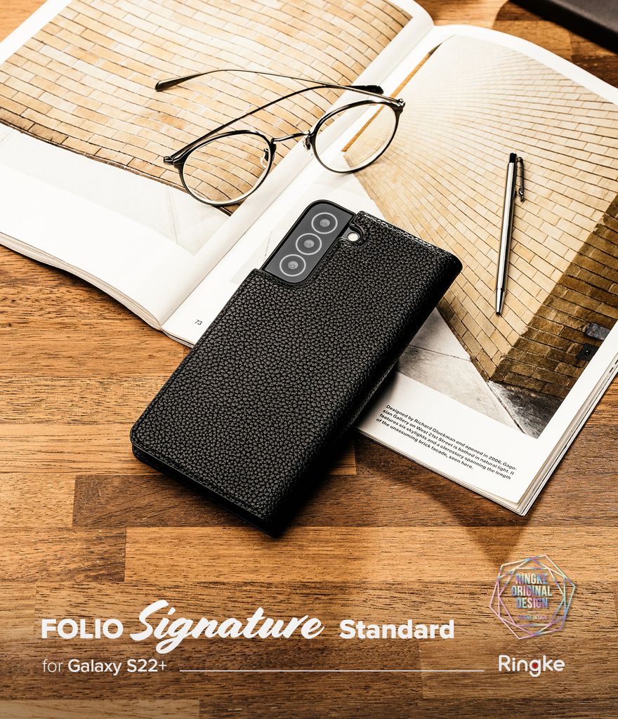 Ringke Folio Signature Flip Fodral till Samsung Galaxy S22 Plus - Svart