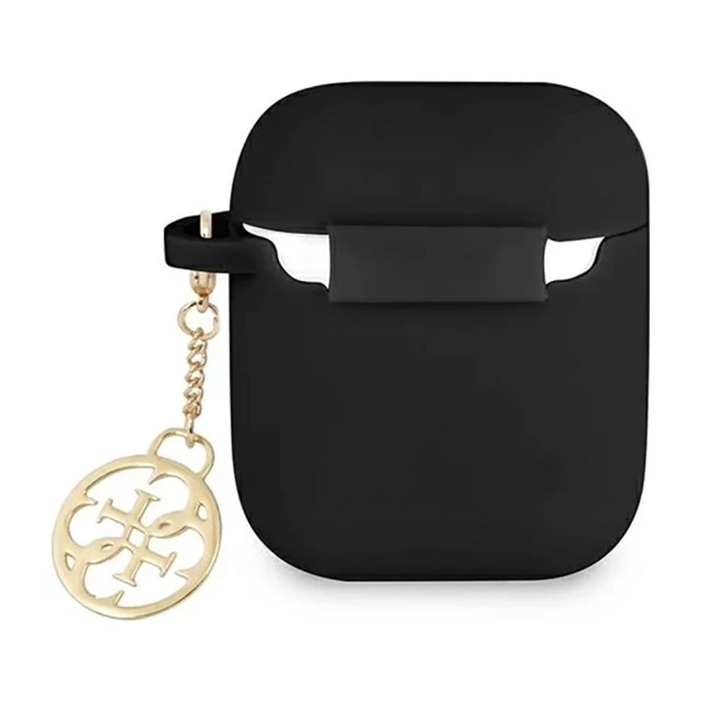 Guess Charm 4G Silikon Fodral till Airpods 1/2 - Svart