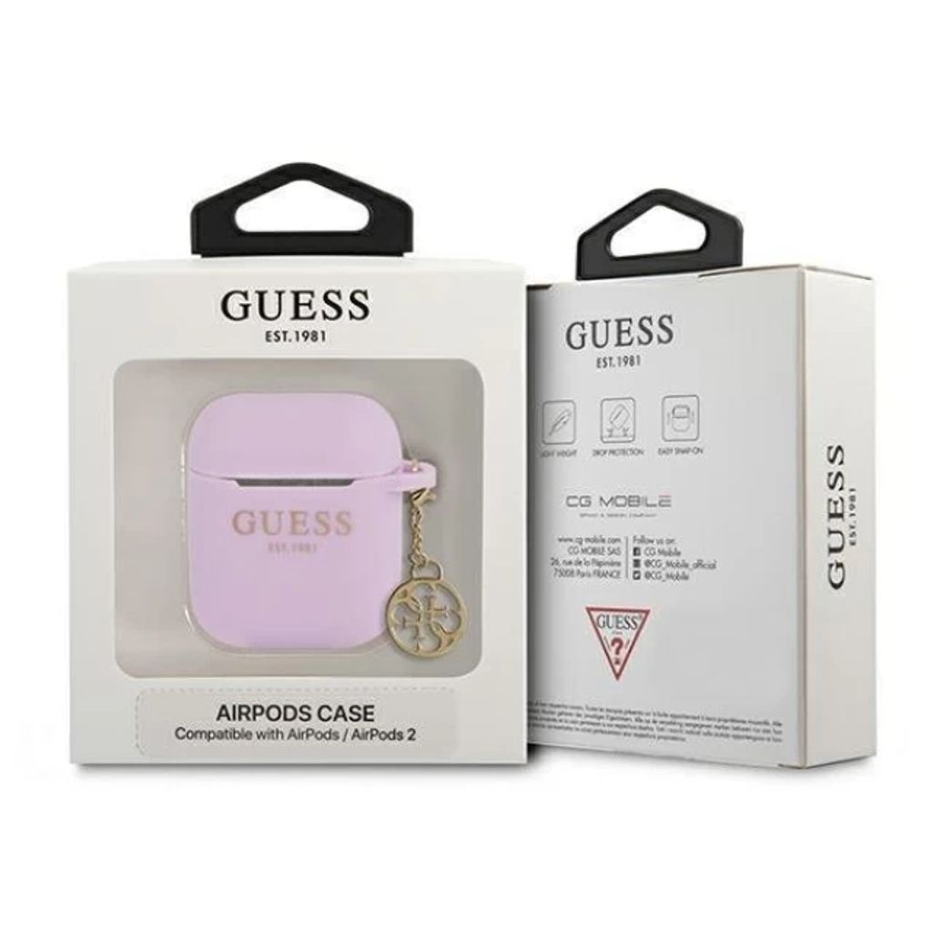 Guess Charm 4G Silikon Fodral till Airpods 1/2 - Lila