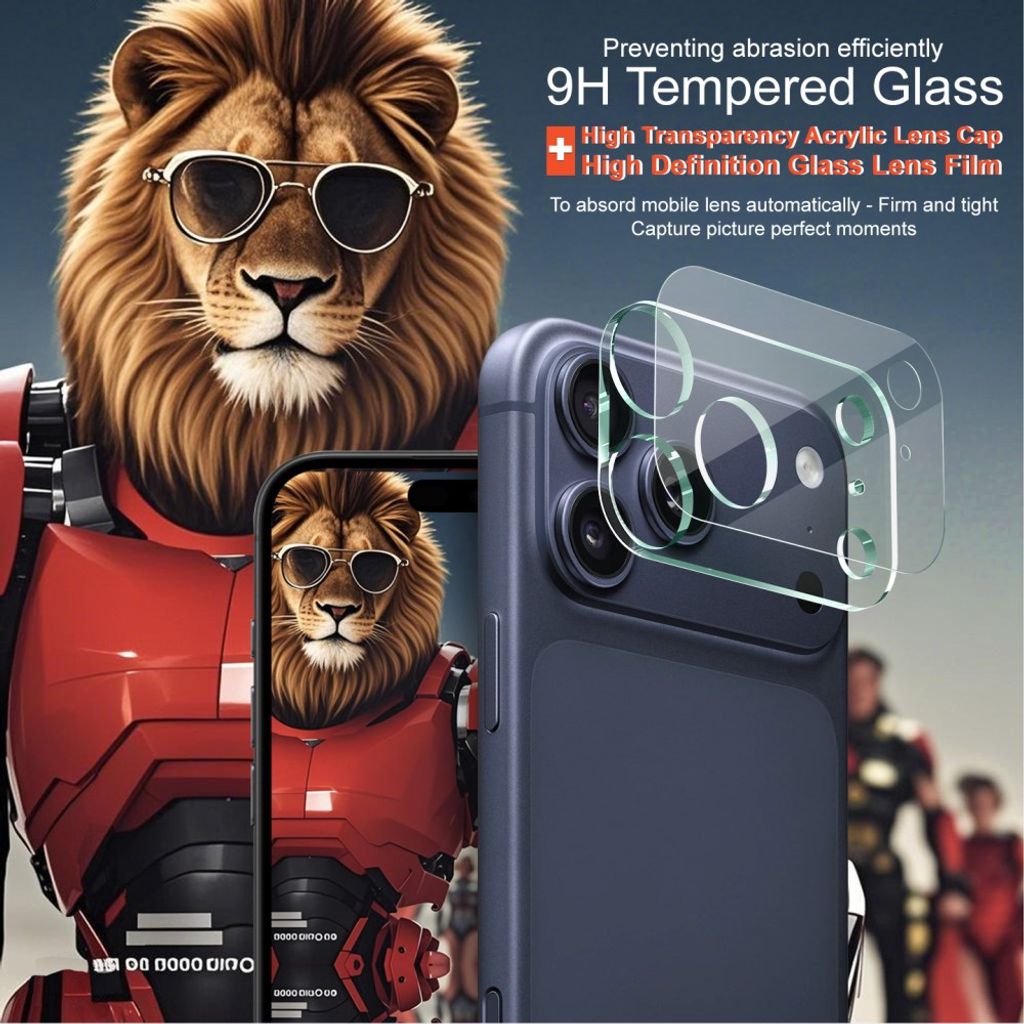 IMAK iPhone 18 Pro Max -linssinsuoja karkaistulla lasilla ja akryylikuorella - musta/läpinäkyvä