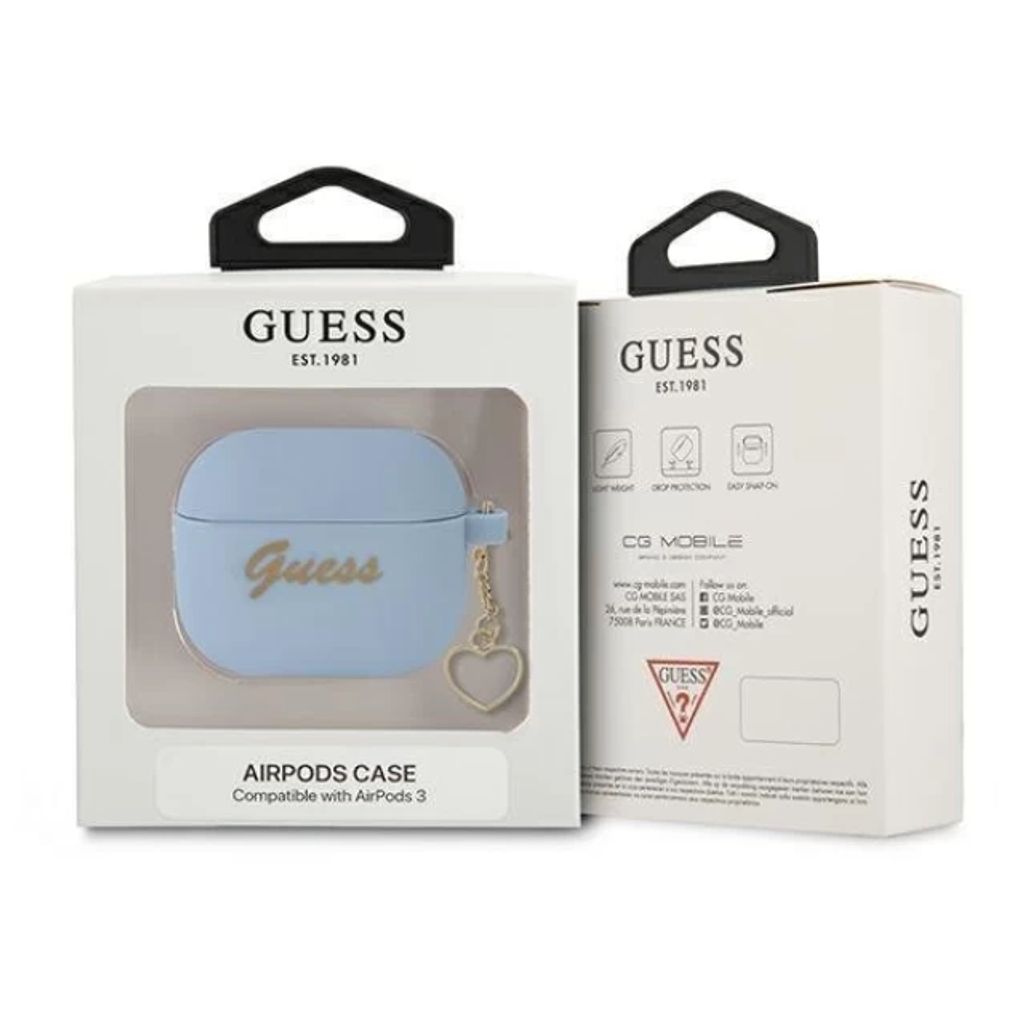 Guess Charm Heart Silikon Fodral till Airpods 3 - Blå