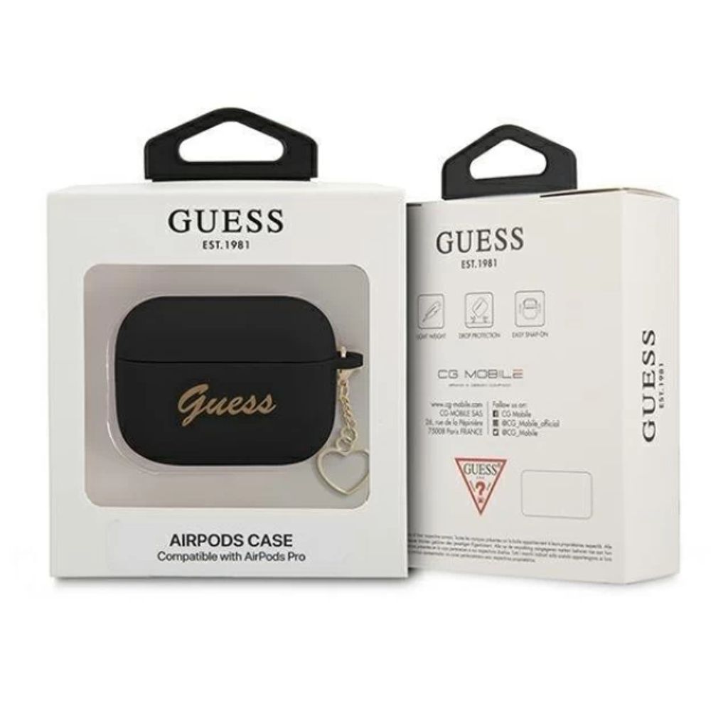 Guess Charm Heart Silikon Fodral till AirPods Pro - Svart