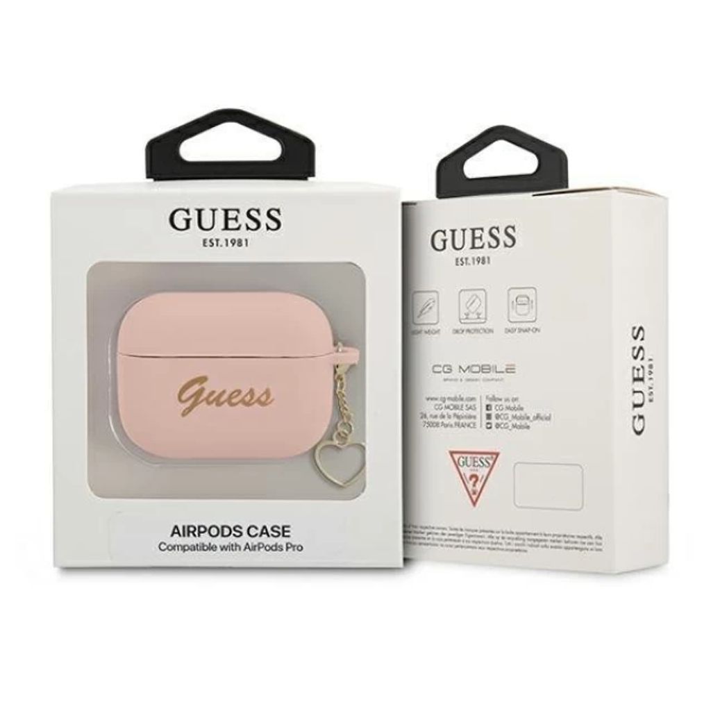 Guess Charm Heart Silikon Fodral till AirPods Pro - Rosa