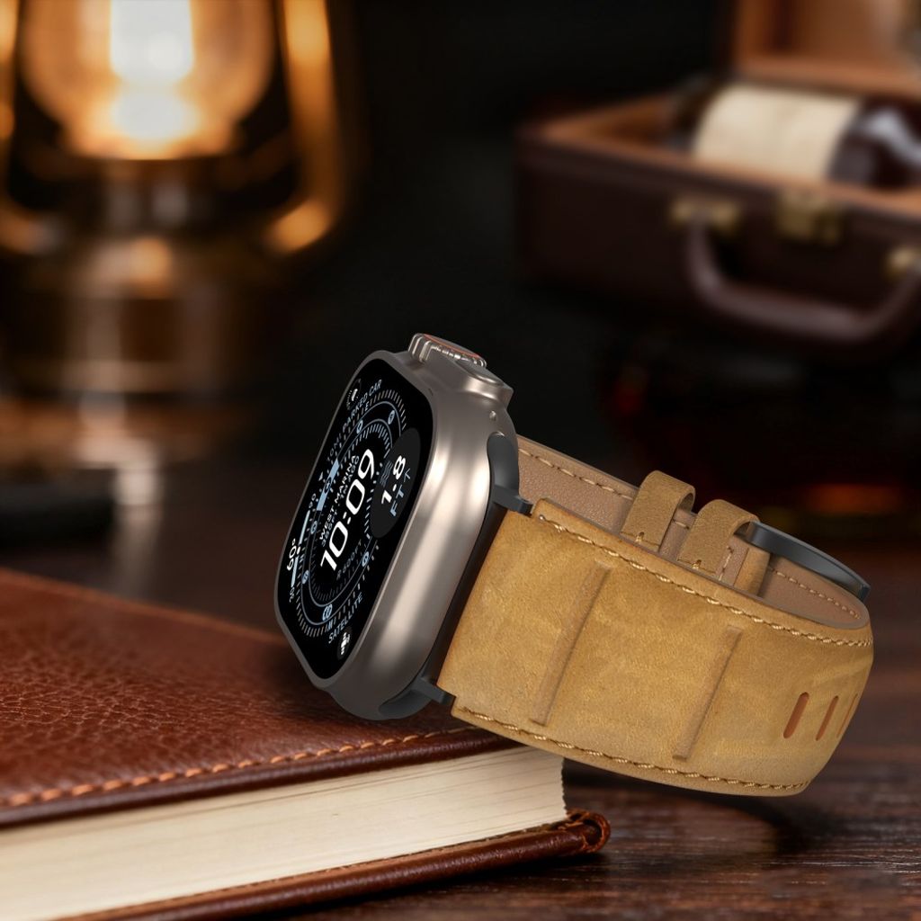 AHASTYLE DD12 Apple Watch 49 / 46 / 44 / 42mm Nahkainen kellonranneke - Tummanruskea