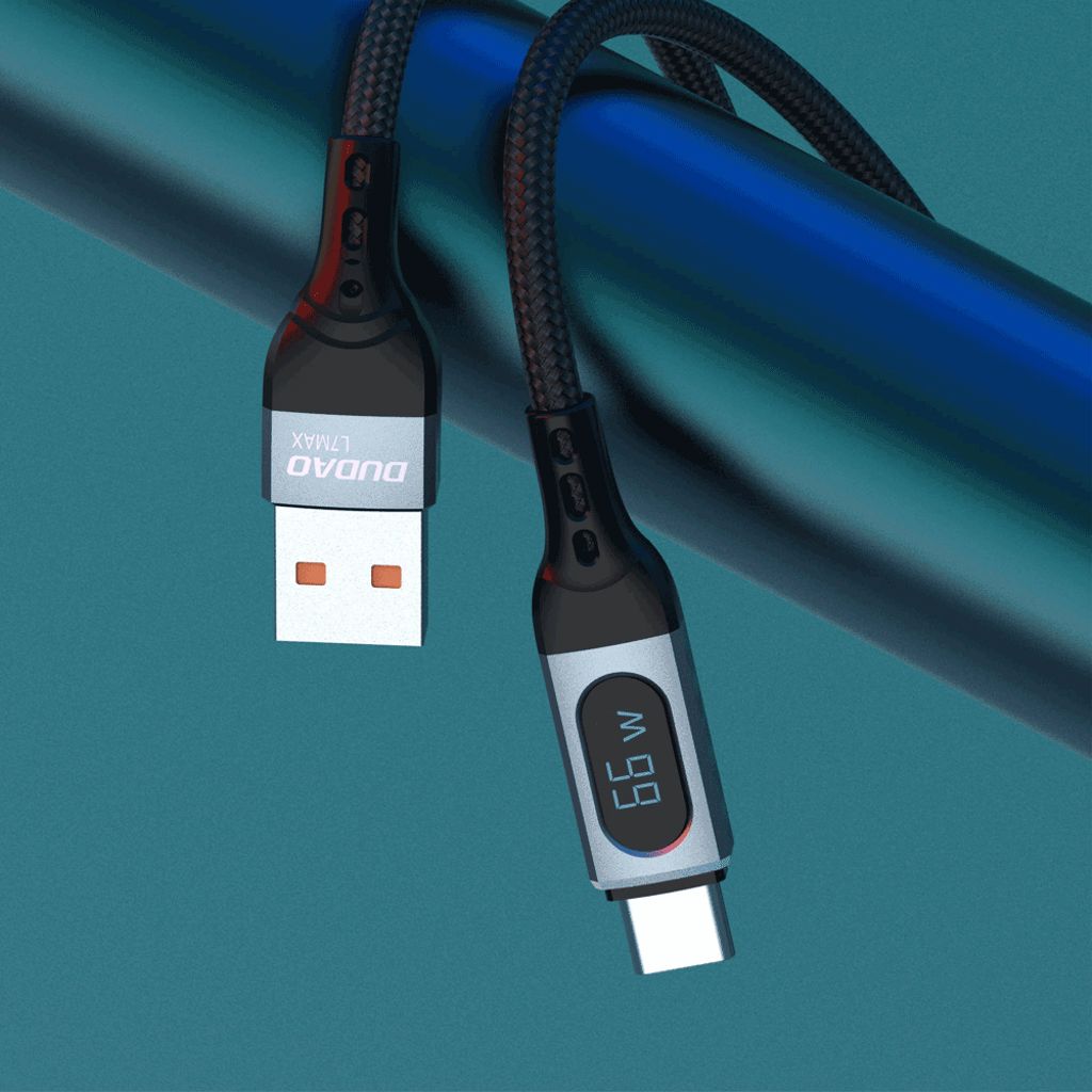 Dudao L7Max USB-kabel USB Type C Snabbladdning PD 66W 1m Svart med display