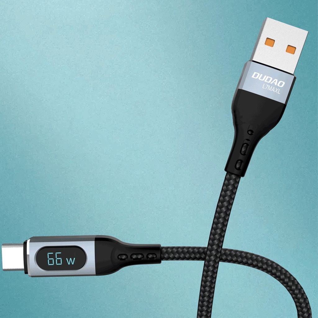 Dudao L7Max USB-kabel USB Type C Snabbladdning PD 66W 1m Svart med display