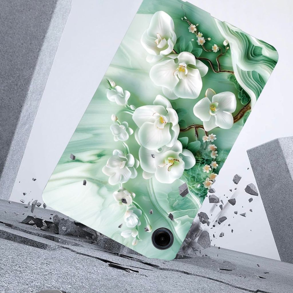 Samsung Galaxy Tab A11/A9 Cover med tryk - Jadeblomst