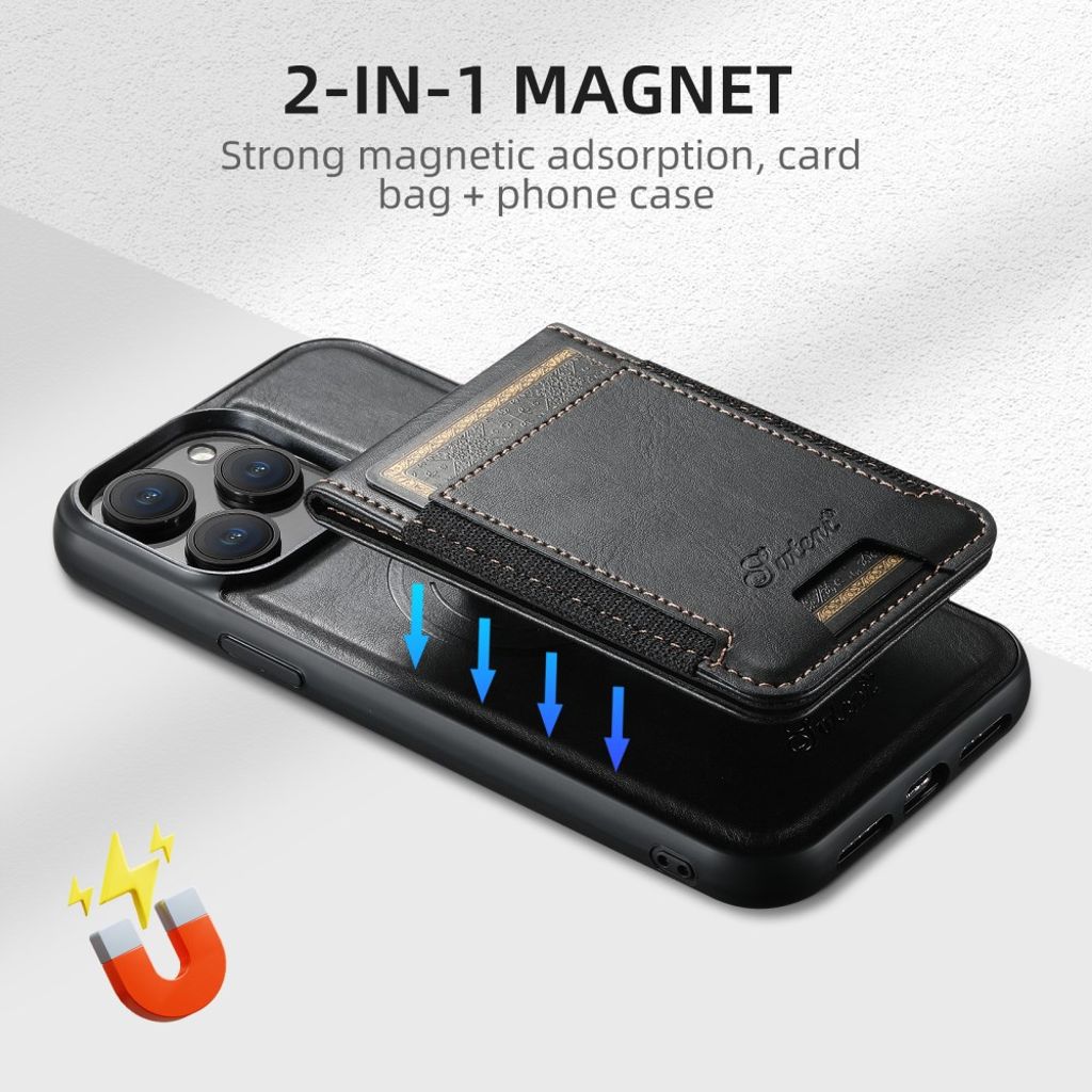 SUTENI iPhone 13 Pro Max MagSafe Lompakkokuori - Musta