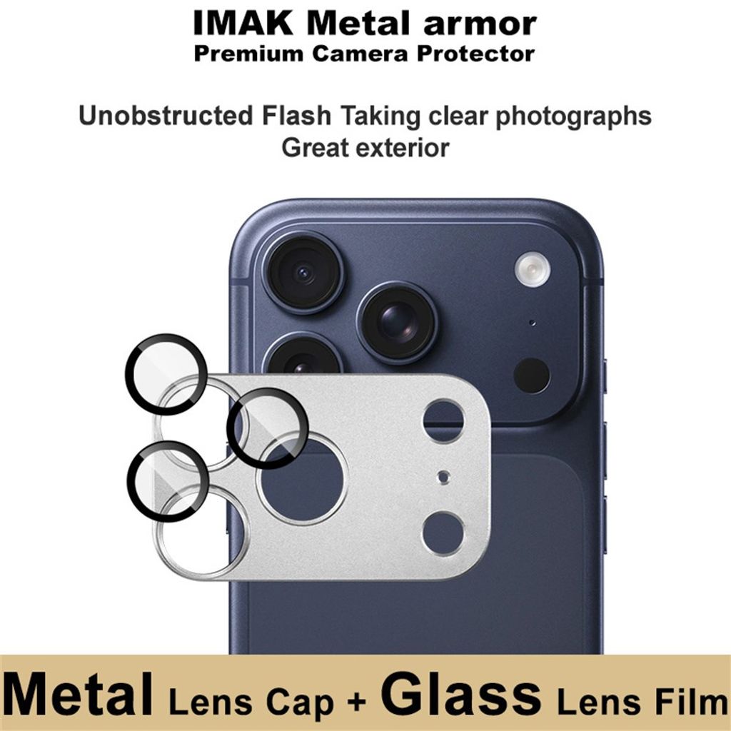 IMAK iPhone 18 Pro -linssinsuoja karkaistusta lasista/metallista - hopea