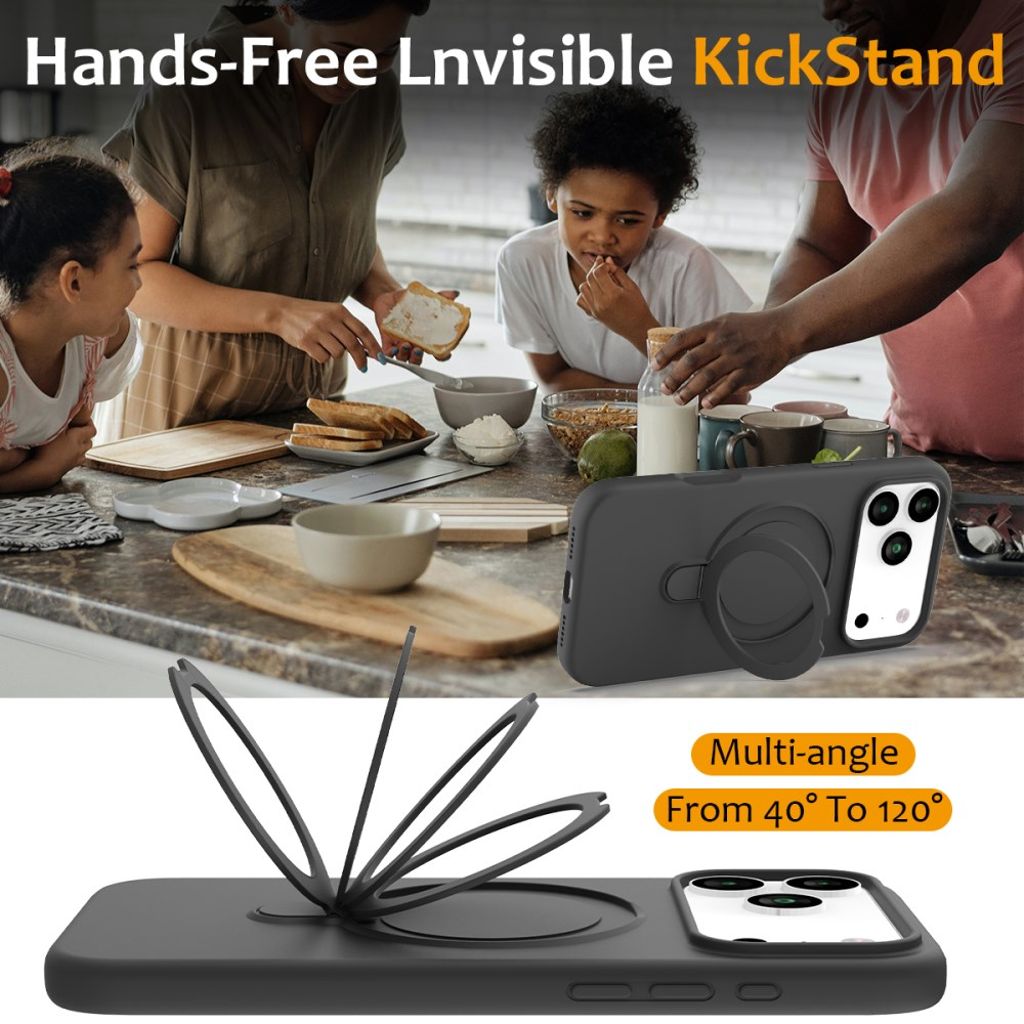 iPhone 17 Pro MagSafe Kickstand Case – Black