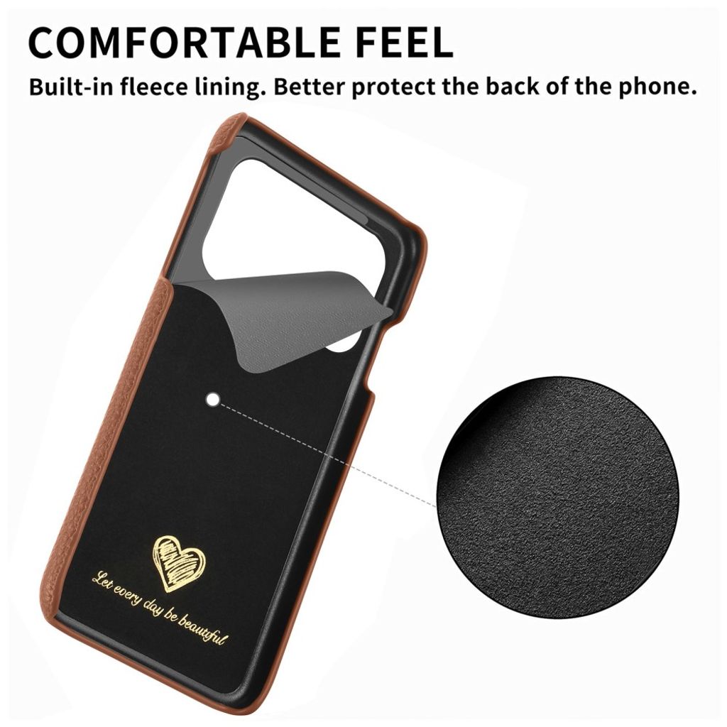 iPhone 17 Pro Max Deksel PU-lær Litchi-struktur - Brun