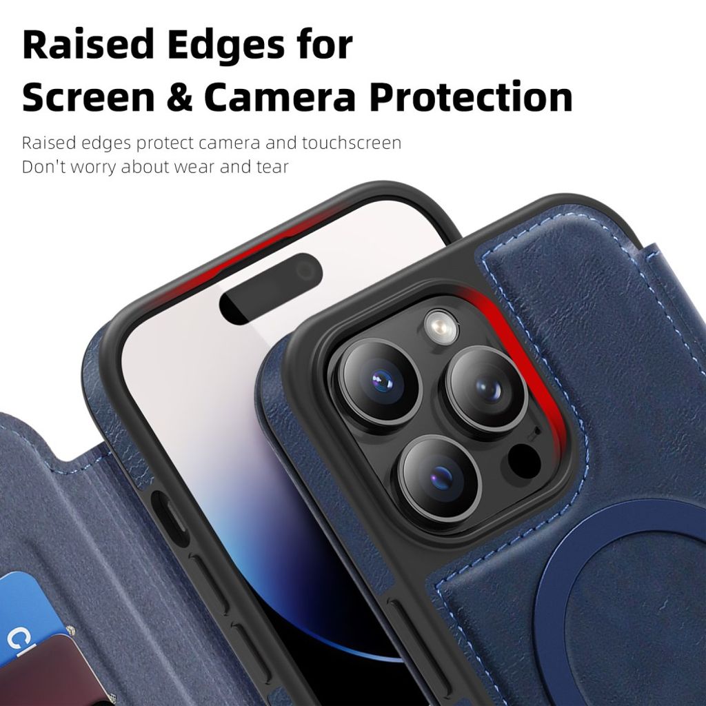 iPhone 14 Pro Max MagSafe RFID Blocking Wallet Cover - Sapphire