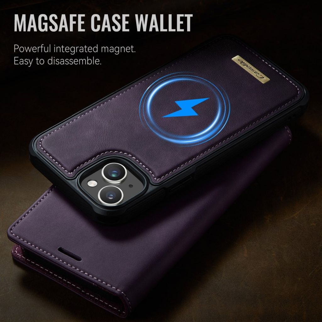 CASEME iPhone 13 Lompakkokotelo MagSafe RFID Jalusta - Violetti