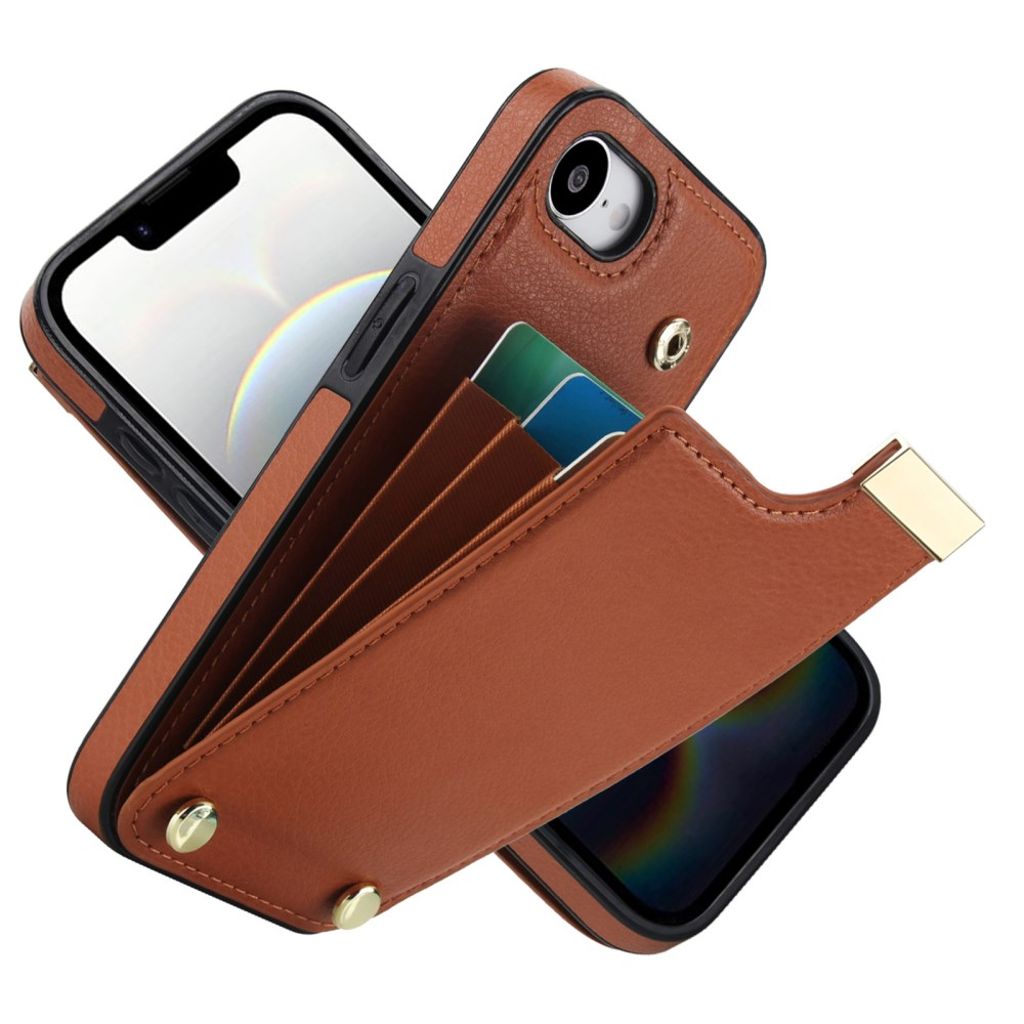 iPhone 16e Case with Card Holder - Brown