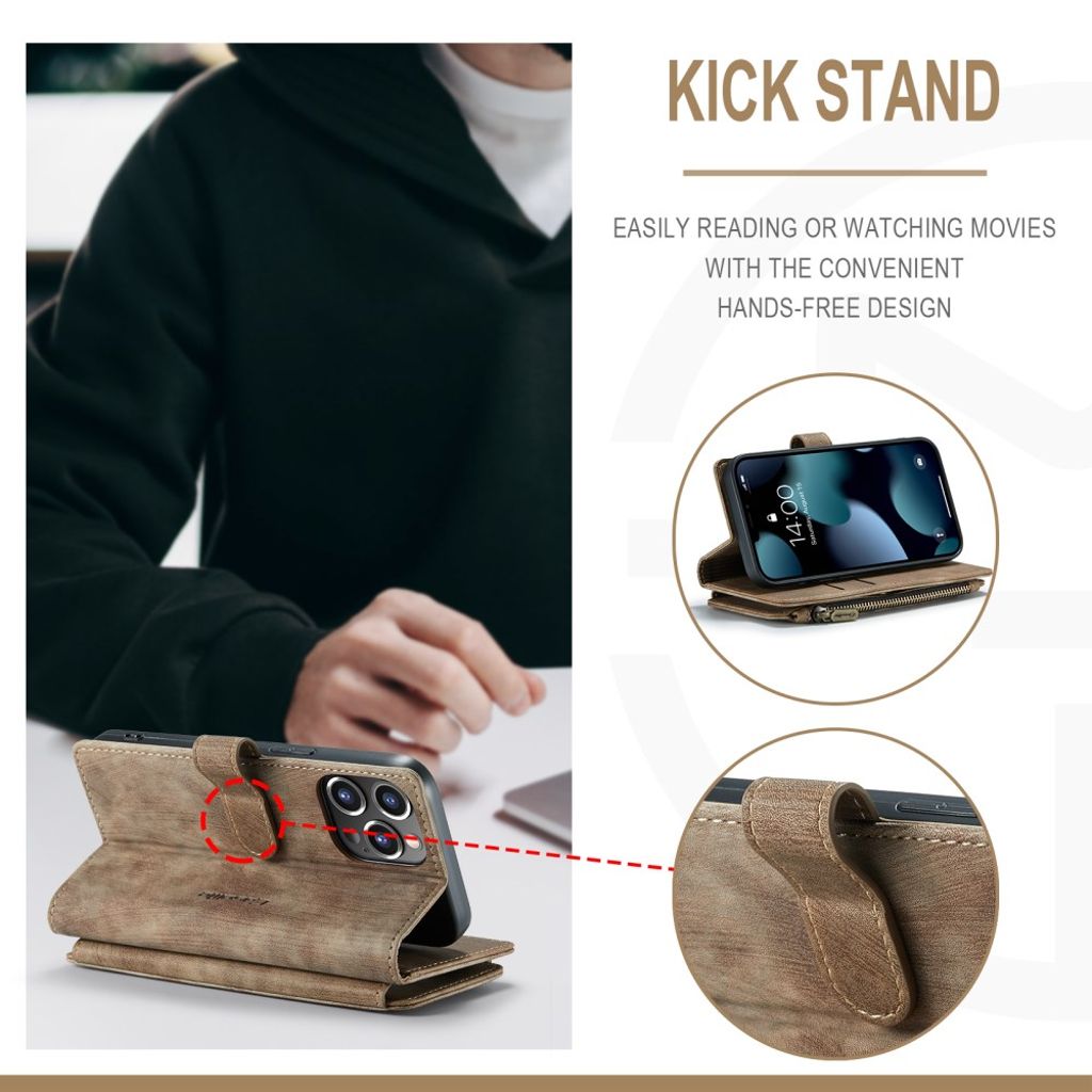 CASEME iPhone 13 Pro Lompakkokotelo Kortin Haltijalla - Ruskea