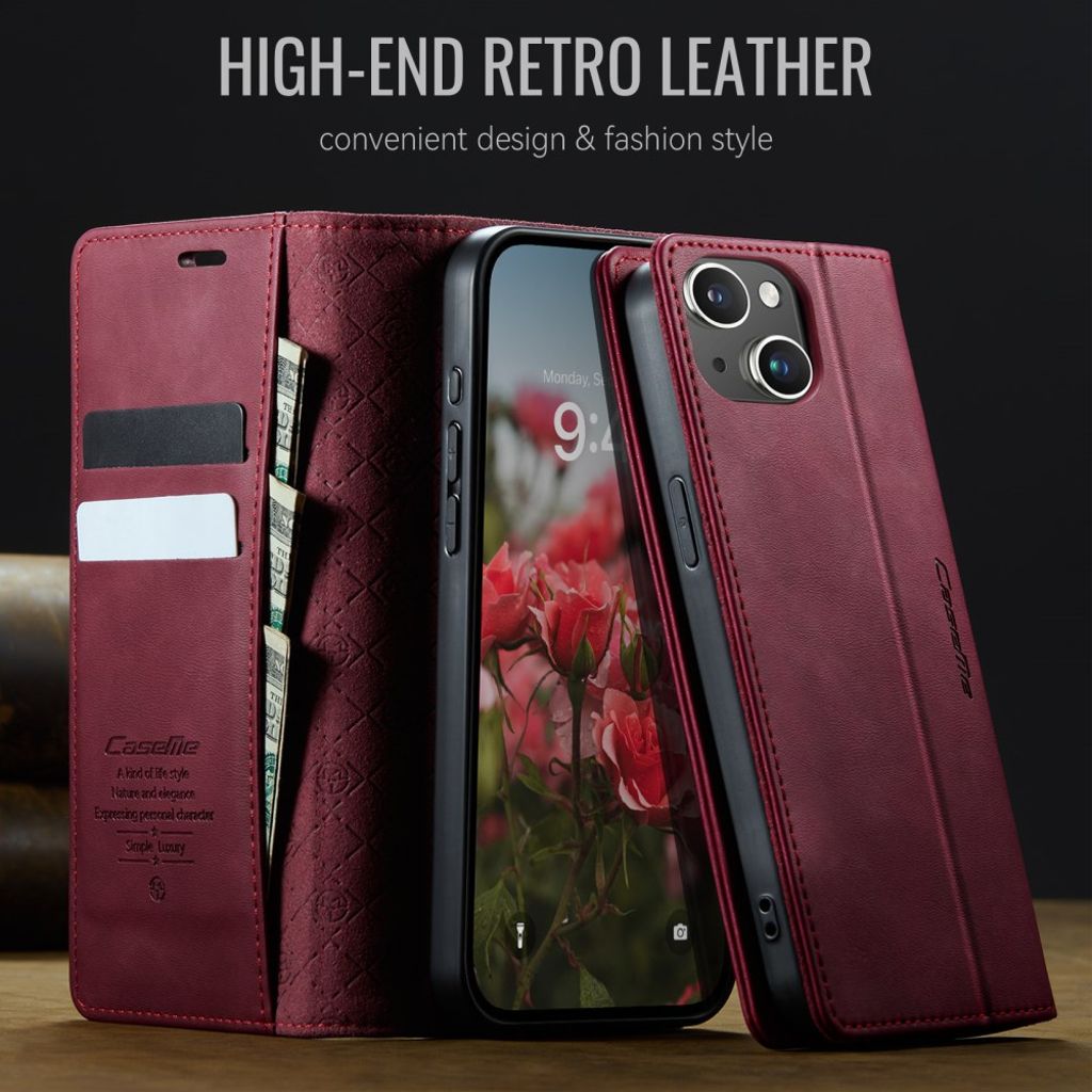 CASEME iPhone 13 mini Plånboksfodral RFID-blockerande – Röd