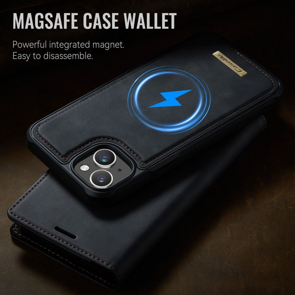 CASEME iPhone 15 Wallet Cover MagSafe Detachable RFID Blocking - Black