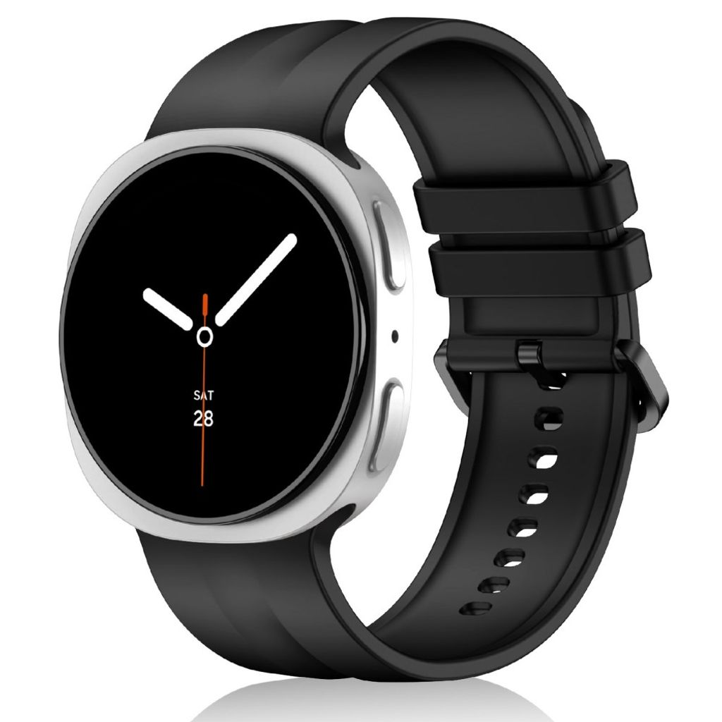 Samsung Galaxy Watch9/8/8 Classic Ensfarget silikon klokkerem L - Svart