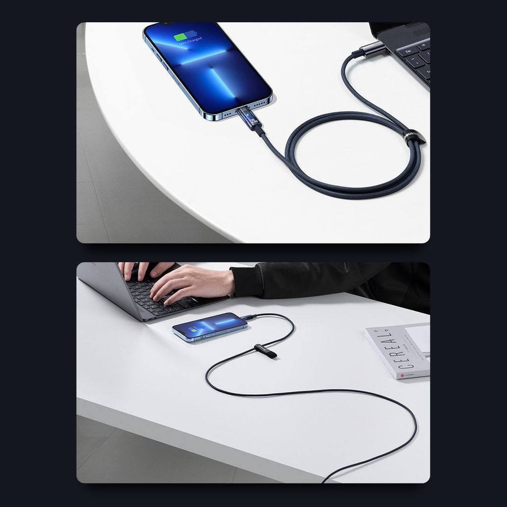 Baseus Lightning til USB-C kabel 20W 480Mb/s 1m – blå
