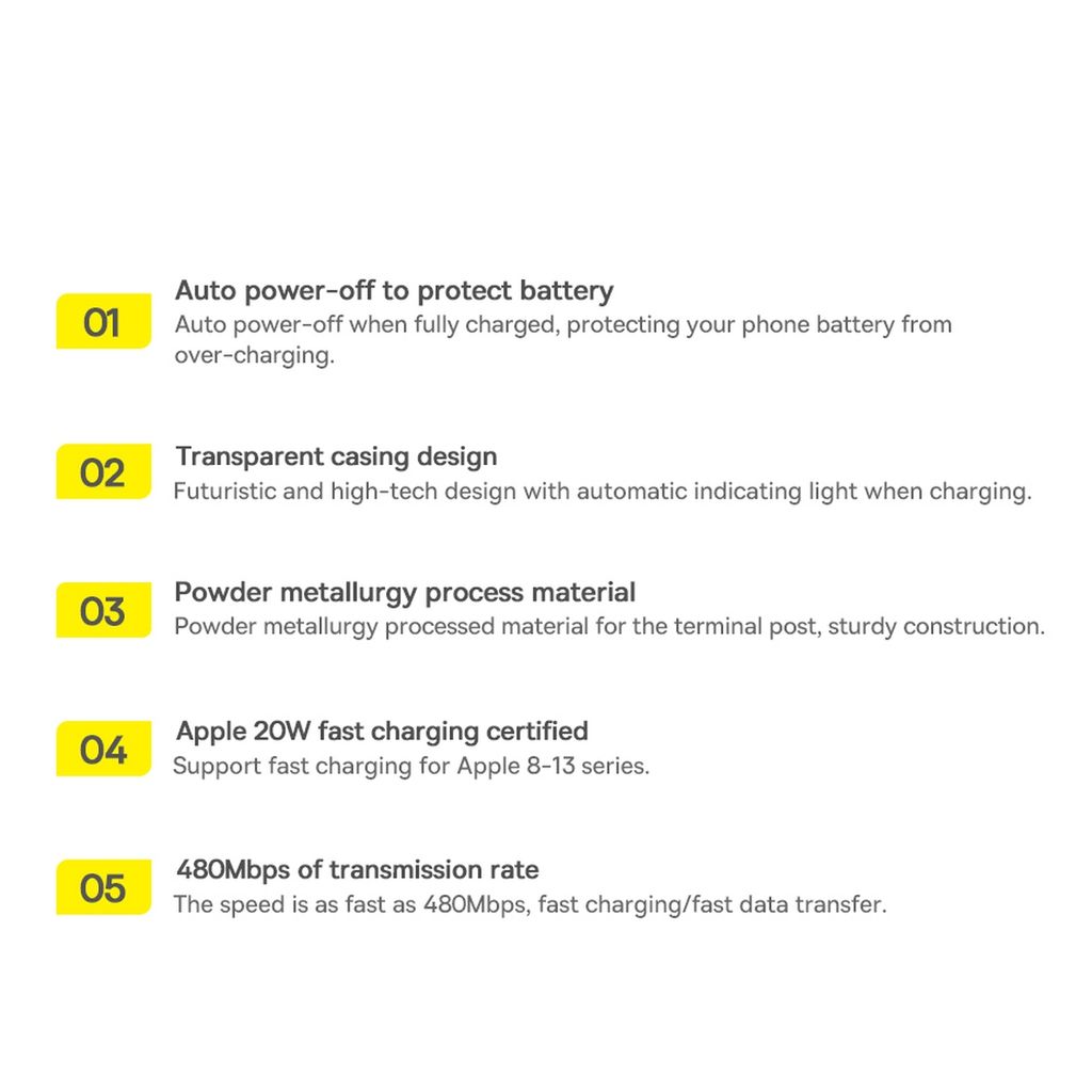 Baseus Lightning til USB-C kabel 20W 480Mb/s 1m – blå