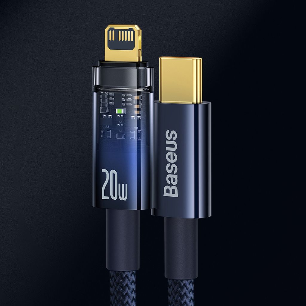 Baseus Lightning til USB-C kabel 20W 480Mb/s 1m – blå
