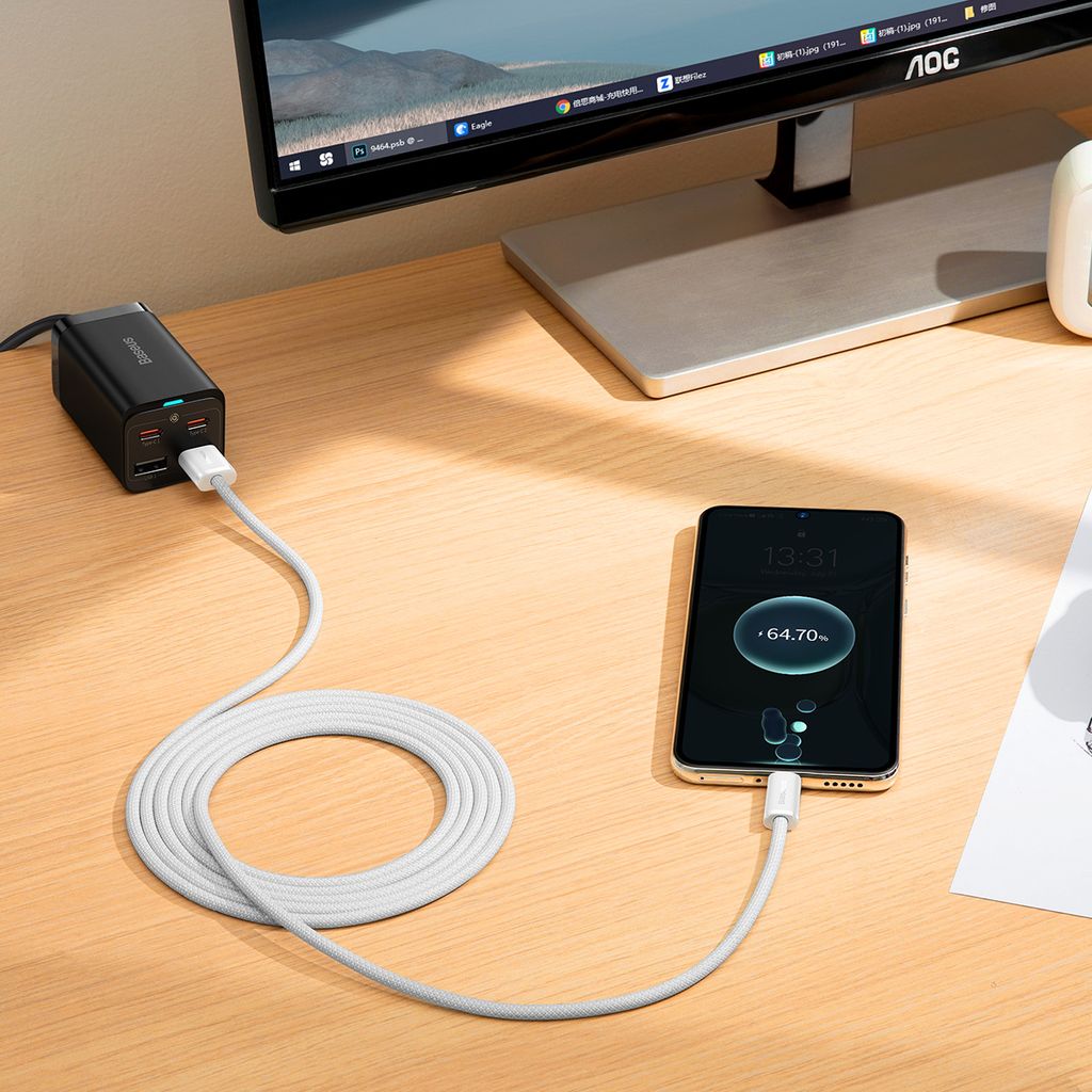 Baseus Dynamic Series USB kabel - USB Type C 100W 2m hvid (CALD000702)