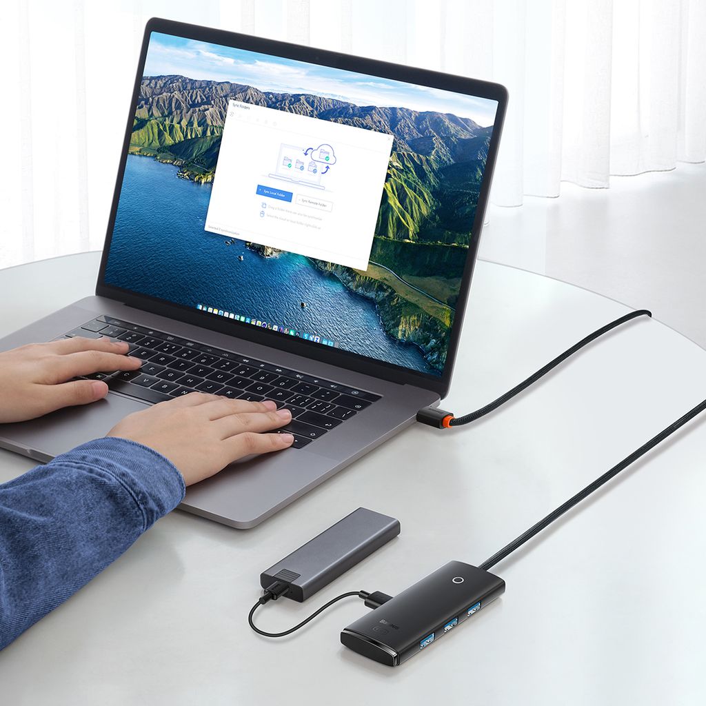 Baseus Lite Series HUB adapter USB-A til 4xUSB-A 3.0 5Gb/s svart