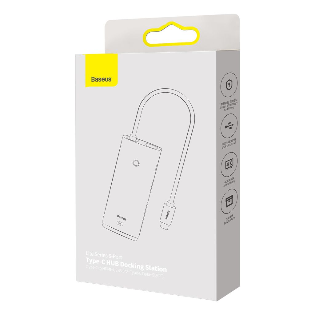 Baseus Lite Series multifunksjonell USB Type C HUB svart