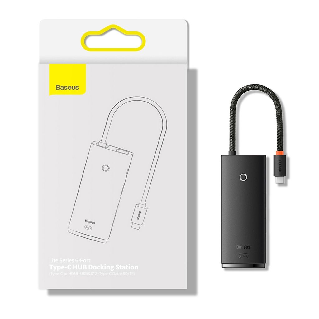 Baseus Lite Series multifunksjonell USB Type C HUB svart