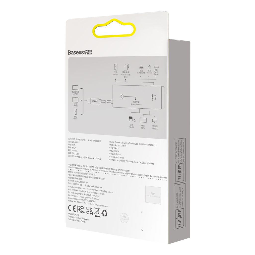 Baseus Lite Series multifunksjonell USB Type C HUB svart