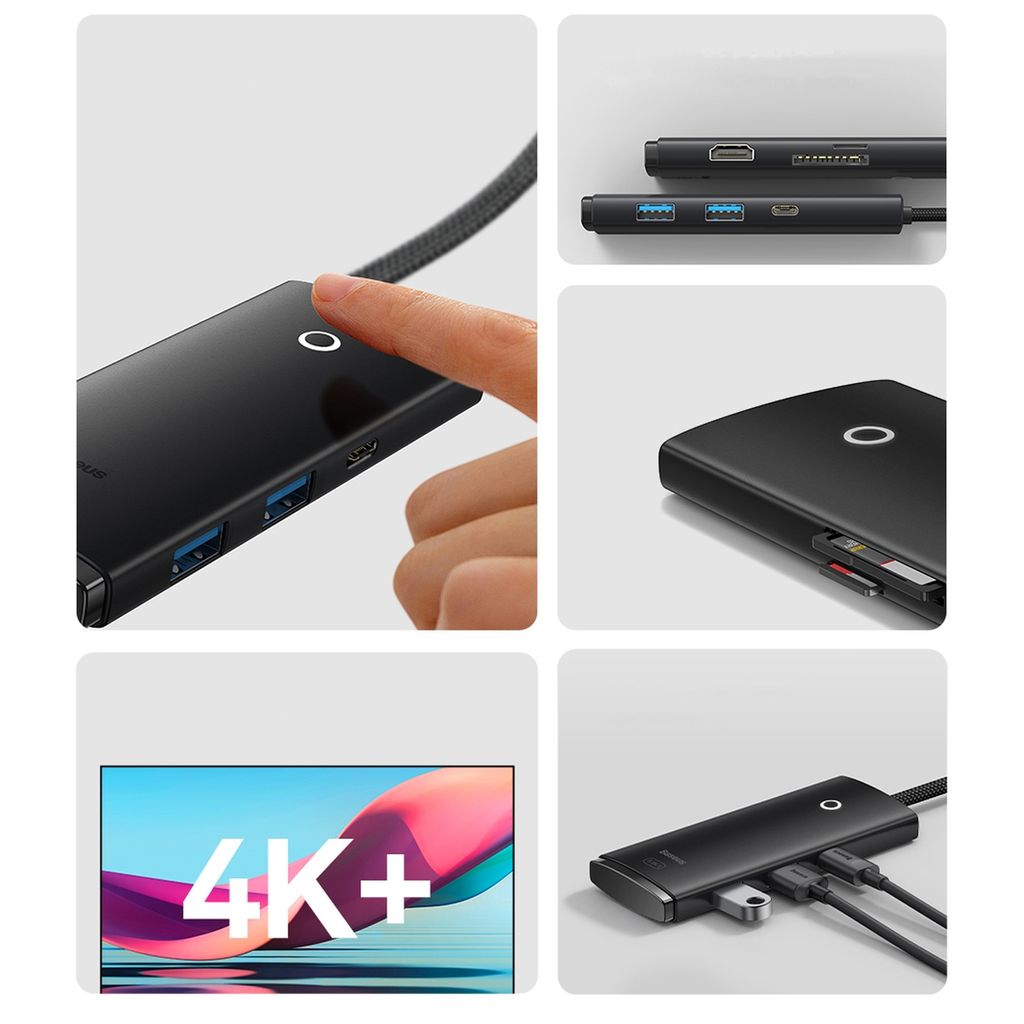Baseus Lite Series multifunksjonell USB Type C HUB svart